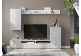 Готовая гостиная Oluwande белый / цемент светлый (213x34,6x170)