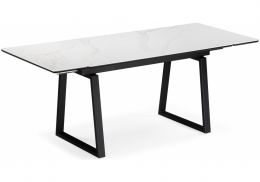 Керамический стол Джек 140(200)х80 белый мрамор alpin white / черный (80x75)