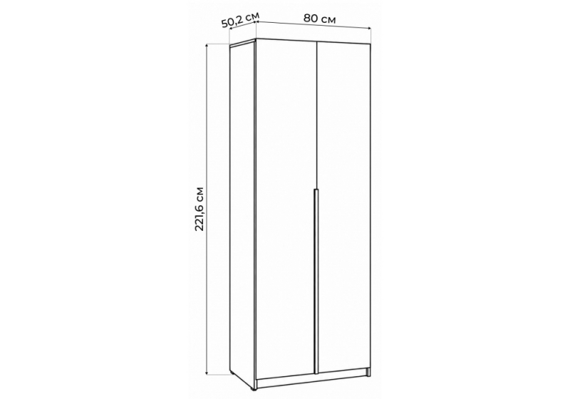 Шкаф Кротос 80 2-х ств цемент светлый (80x50,2x221,6)